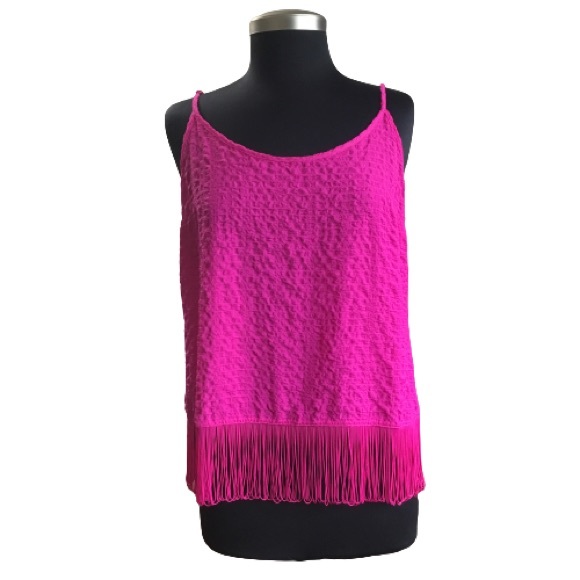 Lilly Pulitzer Naeem Top Adjustable Spaghetti Straps Fringe Berry Sangri Medium - Picture 1 of 7